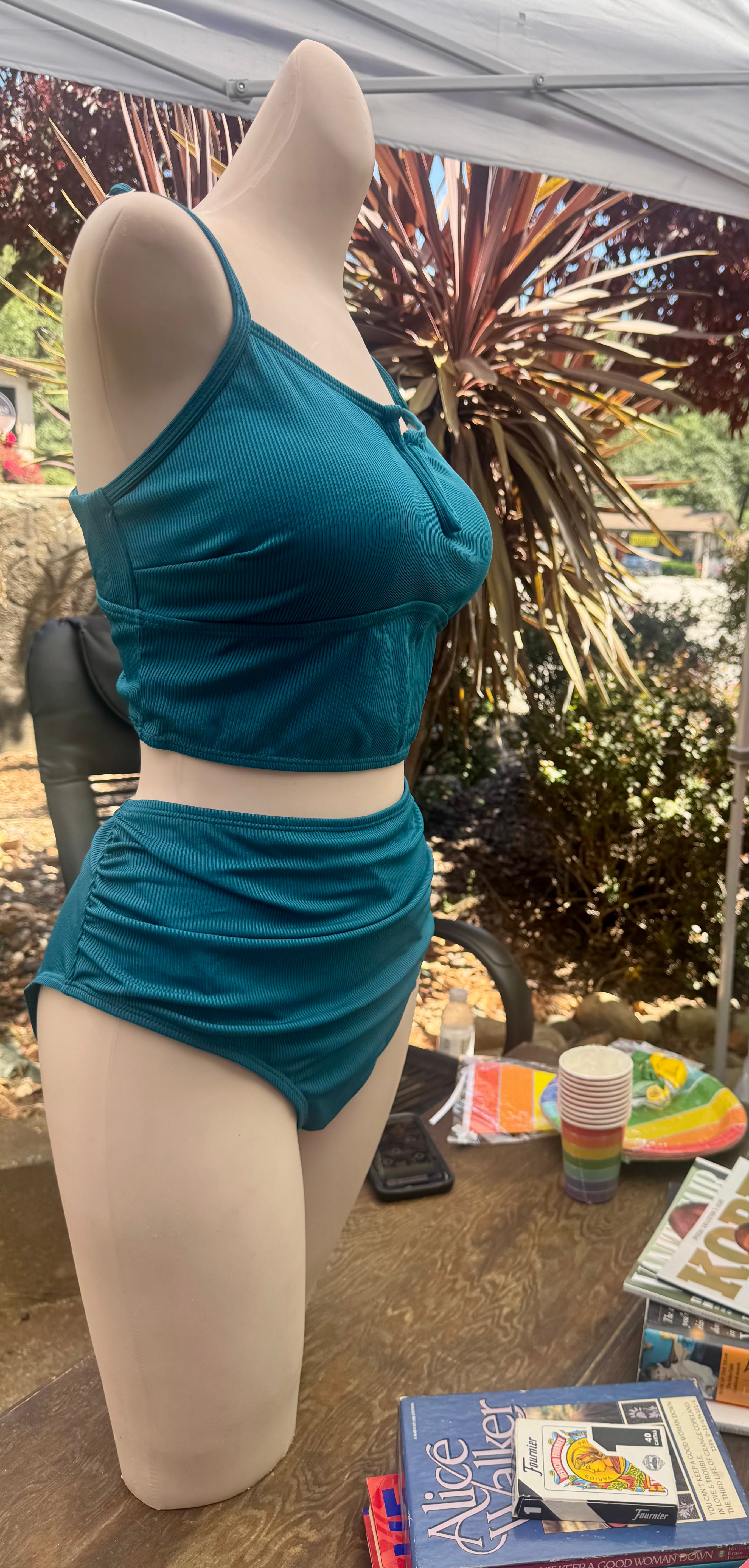 Teal ribbed-textured two-piece set (NEW)