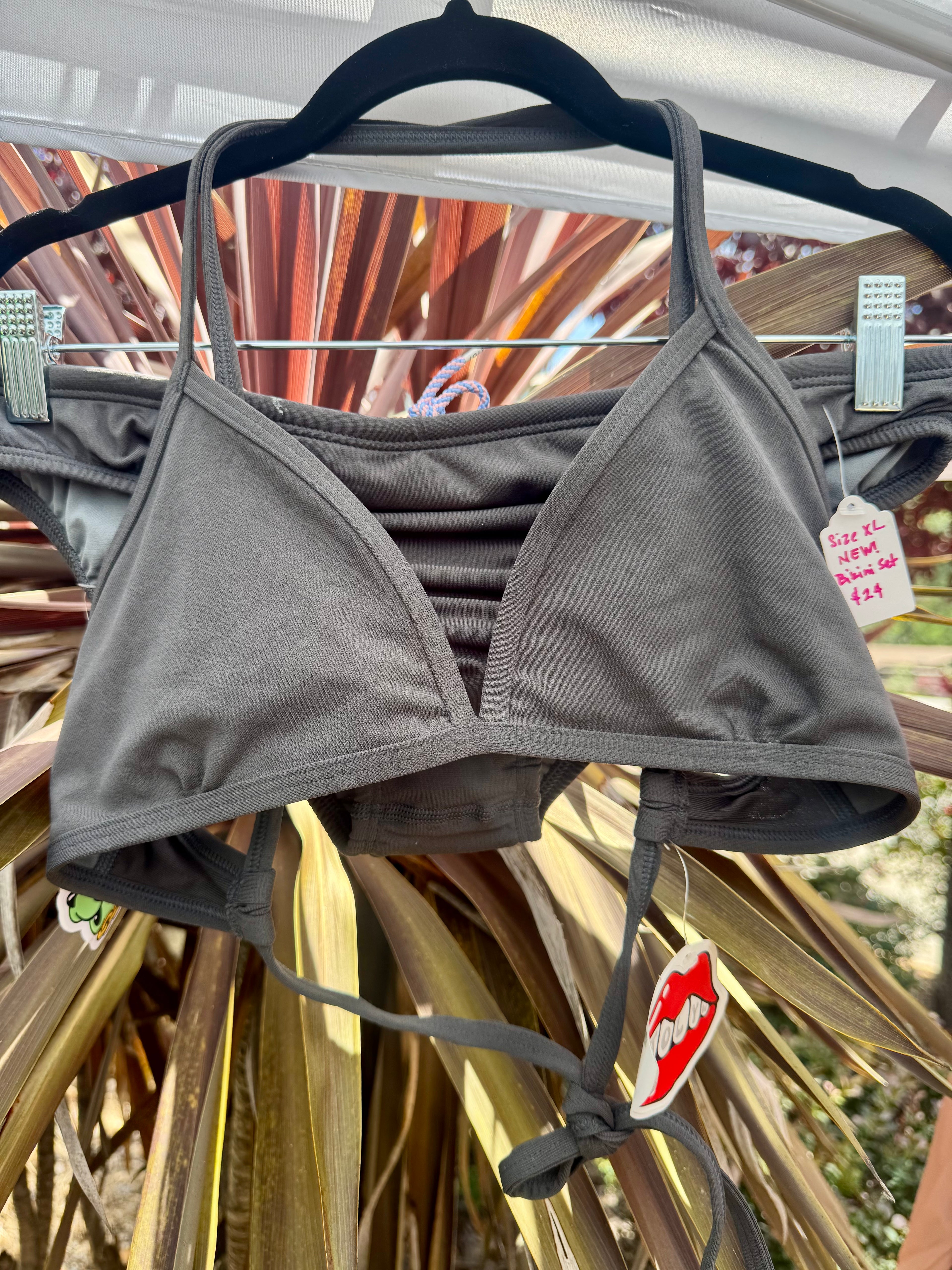 Charcoal-grey bikini set by Jolyn (NEW w tags)